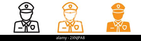Male chief officer icon web design logo set collection in vector Stock Vector