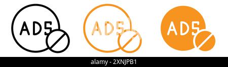 No ads icon web design logo set collection in vector Stock Vector