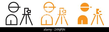 land surveyor icon web design logo set collection in vector Stock Vector