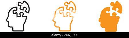 People head with puzzles icon web design logo set collection in vector Stock Vector