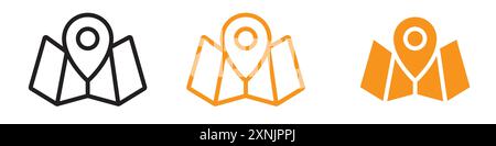 Pin on a map icon web design logo set collection in vector Stock Vector
