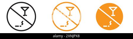 No alcohol and cigarettes icon web design logo set collection in vector Stock Vector
