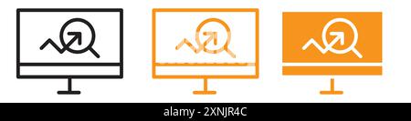 Researching information online icon web design logo set collection in vector Stock Vector