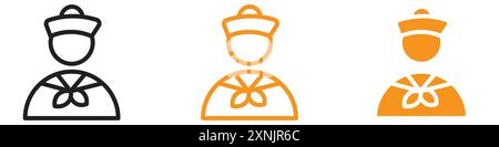 Sailor icon web design logo set collection in vector Stock Vector