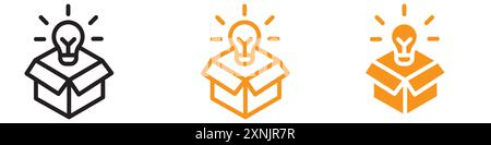 Think out of box idea icon web design logo set collection in vector Stock Vector
