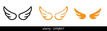 Wings icon web design logo set collection in vector Stock Vector