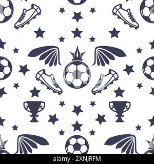Soccer Trophy Star Seamless Pattern Stock Vector