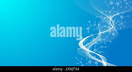 Colorful molecules background. DNA helix, DNA strand, DNA Test. Molecule or atom, neurons. Abstract structure for science or medical background Stock Photo