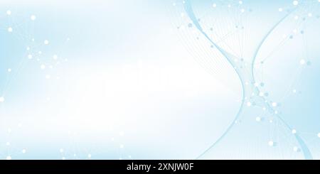 Colorful molecules background. DNA helix, DNA strand, DNA Test. Molecule or atom, neurons. Abstract structure for science or medical background Stock Photo