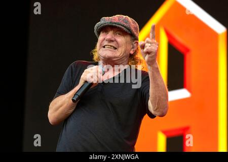 Brian Johnson von AC/DC live bei einem Konzert der Power Up -Tour auf ...