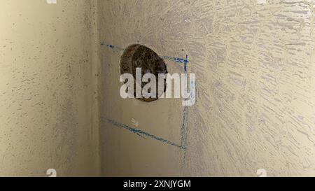 Cement drilling core process close up view Stock Photo