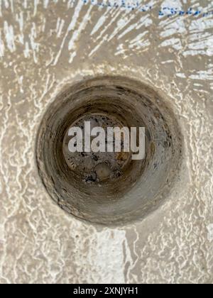 Cement drilling core process close up view Stock Photo