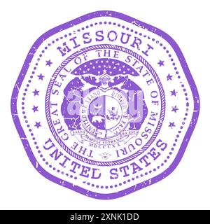 Missouri state stamp with seal, USA travel stamp, shabby postmark of Missouri, vector Stock Vector