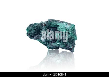 Velvet Malachite specimen from Congo. photography isolated on white blackground. macro detail  background. close-up mineral crystal unpolished semi-pr Stock Photo