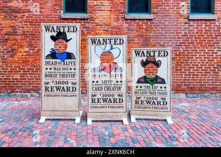Toronto, Canada - July 29, 2024: Wanted signs for tourist photography in the distillery district Stock Photo