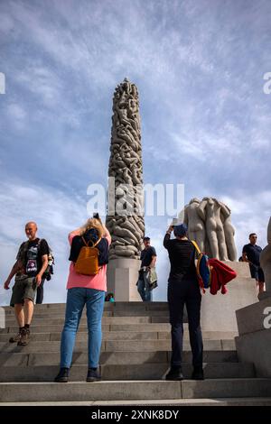 Vigeland Sculpture Park in Frogner Park, Oslo, with more than 200 sculptures by Gustav Vigeland, the world's largest sculpture park by a single artist Stock Photo