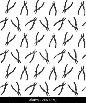 Vector seamless pattern of hand drawn pliers Stock Vector