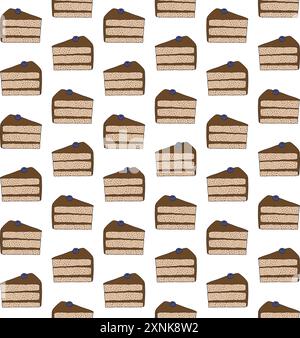 Vector seamless pattern of hand drawn cake piece Stock Vector