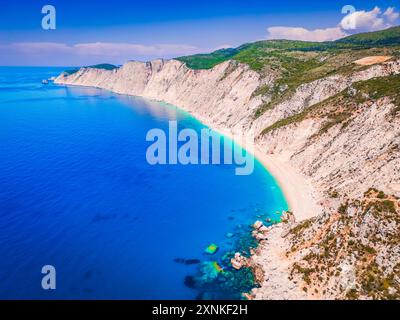 Kefalonia, Greece. Platia Ammos Beach, one of the most beautiful beaches of Cephalonia Island, Greek summer holiday landscape. Stock Photo