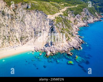 Kefalonia, Greece. Platia Ammos Beach, one of the most beautiful beaches of Greek Islandas, Ionian Sea landscape. Stock Photo