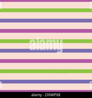 Striped vertical lines seamless pattern in pink, green and purple on white background. For wrapping paper, fabric and textile Stock Vector