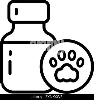 Supplement for pets icon. Veterinary clinic. Vector illustration of medical drugs. Simple line, outline elements of veterinary icons for ui and ux, we Stock Vector