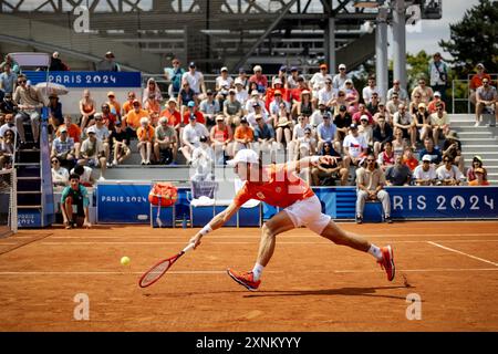 PARIS - Tennis player Demi Schuurs and Wesley Koolhof in action during the mixed doubles semi-final against Xinyu Wang and Zhizhen Zhang from China at the Olympic Games. ANP ROBIN VAN LONKHUIJSEN Credit: ANP/Alamy Live News Stock Photo