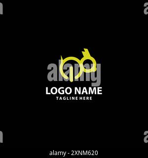 minimal rabbit button logo design vector Stock Vector