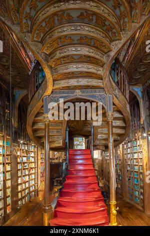 Interior of the Livraria Lello e Irmao, Porto, Portugal Stock Photo