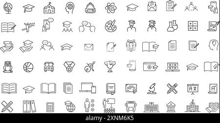 Education, learning and school related line icon set.Education related minimal thin line icon set. Stock Vector