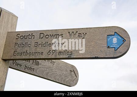 south downs way signs at harting down in the south downs national park  in west sussex Stock Photo