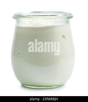 jar of sour cream yogurt isolated on white background Stock Photo