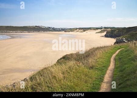 the vast beach at crantock  on the north cornwall coast Stock Photo