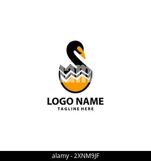 goose eggs hatch logo design vector Stock Vector