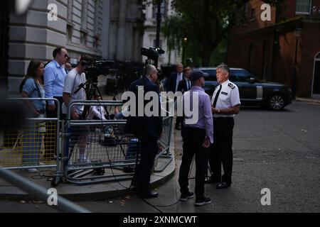 Chief Constable Sir Andy Marsh, Chief Executive of the College of Policing, speaks to the media outside 10 Downing Street, London, after a meeting with Prime Minister Sir Keir Starmer and senior policing leaders following scenes of violent unrest in Southport, London, Hartlepool and Manchester in the wake of the killing of three young girls in a knife attack. Picture date: Thursday August 1, 2024. Stock Photo