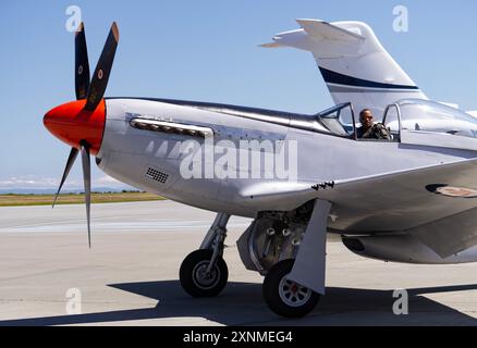 North American P-51 Mustang at Boundary Bay Canada Stock Photo