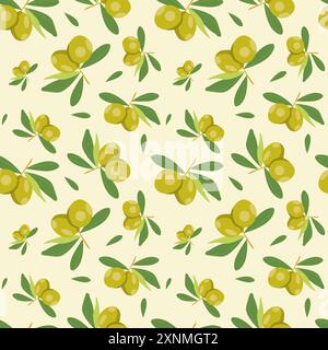 Pattern green olives on a light background Stock Vector