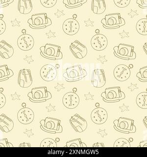 Camera-bag-compass-pattern Stock Vector