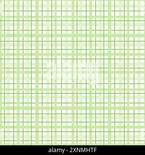 Seamless pattern green checkered mesh. Light green intertwining lines on a white background Stock Vector