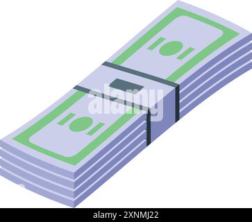 Stack of banknotes is shown, representing the concept of savings, wealth, and financial security Stock Vector