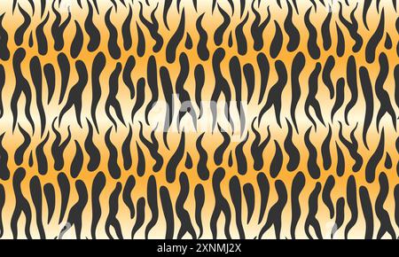 Repeating seamless pattern with tiger skin pattern in vector for fabric, paper, print and web. Striped animal pattern Stock Vector