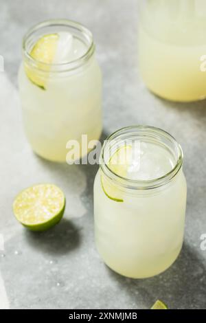 Cold Refreshing Lime Limeade with Sugar and Ice Stock Photo