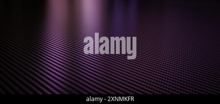 Purple carbon fiber background  light beams reflecting 3d render Stock Photo