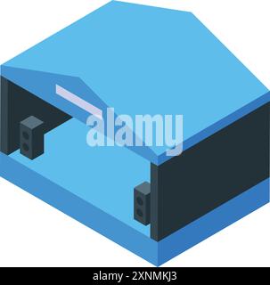 Isometric icon of an outdoor stage with speakers, perfect for illustrating music events, festivals, or entertainment Stock Vector