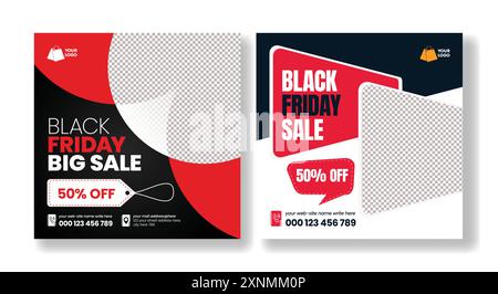 Sale offer social media post banner for Black Friday discount template design Stock Vector