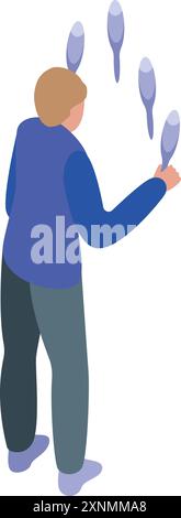 Circus Man Juggling Pins Isolated Coloring Page Stock Vector Image ...