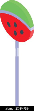 Isometric icon of a refreshing watermelon lollipop Stock Vector
