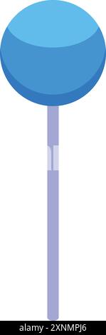 Blue lollipop candy on stick icon, isometric style Stock Vector