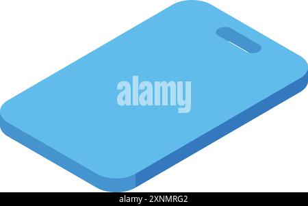 Blue plastic kitchen cutting board is lying on a white background in this isometric view Stock Vector