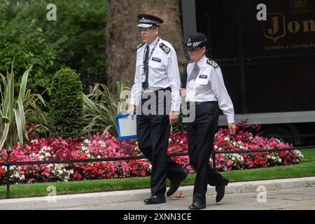 London, UK. 01 Aug 2024. (L-R) - Matt Twist - Assistant Commissioner - Metropolitan Police Operations & Performance and Lynne Owens - Deputy Commissioner of Metropolitan Police of London attends a meeting of Police Chiefs with British Prime Minister Sir Keir Starmer in Downing Street. Credit: Justin Ng/Alamy Live News. Stock Photo